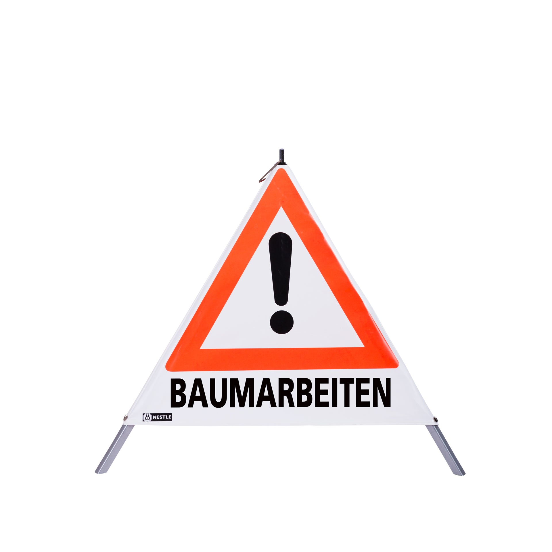 NESTLE Warnpyramide 70 cm, Achtung (VZ101), weiß, mit Feder NESTLE Warnpyramide 70 cm, Achtung (VZ101), weiß, mit Feder
